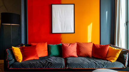 background 3d render interior of living room with cozy sofa