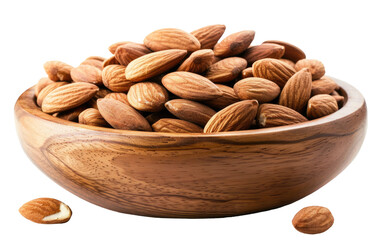 Almond Nuts Arranged in a Bowl isolated on transparent Background