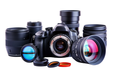 Toy Lens Adventures: Exploring with Cameras isolated on transparent Background