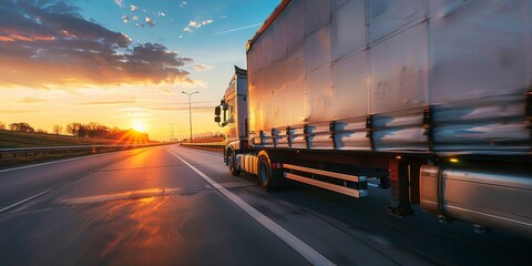 Cargo truck on the road close-up of wheels Generative AI