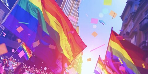 LGBT parade with flags Generative AI