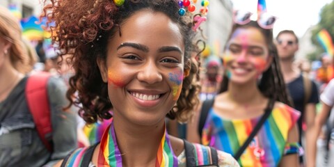 LGBT parade with flags Generative AI