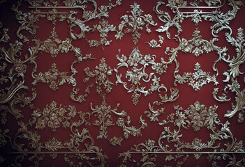 Royal vintage Gothic horizontal background in red with a classic Baroque pattern Rococo stock illustration