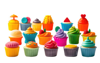 Cupcake Delights: Toy Versions isolated on transparent Background