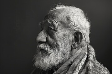 old indian man marked by life wrinkles and gray hair - obrazy, fototapety, plakaty