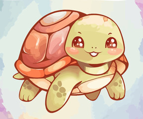 Vector illustration of cute  turtle.