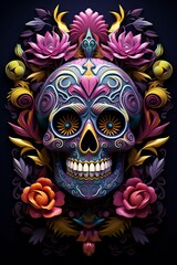 very colorful mask on the day of death in Mexico