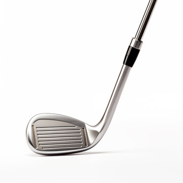 Chrome Golf Club Wedge Iron on White Background.