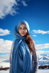 image of a beautiful blue sky and a woman with flawless makeup