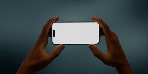 Black African-American holds a modern smartphone in a horizontal position  - 758802089