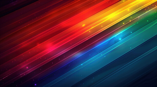 Rainbow Colored Background With Lines and Stars. Generative AI