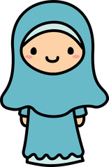 Obraz premium Cute Stick Figure Woman Moslem Clothes in SVG Vector