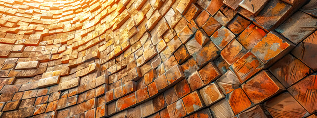 Abstract geometric wall texture under warm light