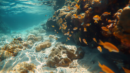 Naklejka premium underwater photography of coral reefs with fish and fauna