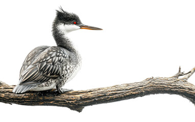 Fototapeta premium Branch-Perched Grebe isolated on transparent Background