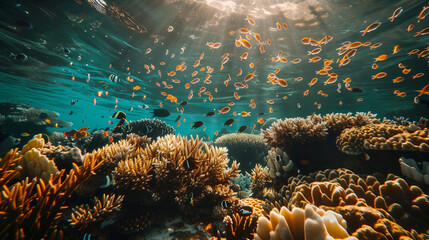 underwater photography of coral reefs with fish and fauna