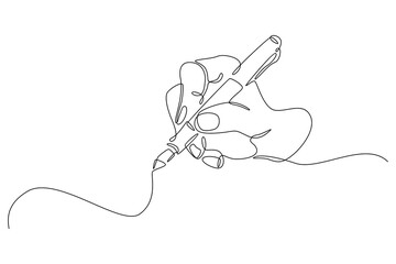 Continuous line drawing handwriting with pen line art illustration