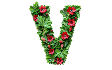 Emerald-Ruby Blossoms in "V" Shape isolated on transparent Background