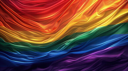 Obraz premium Rainbow Colored Background With Wavy Fabric. Generative AI
