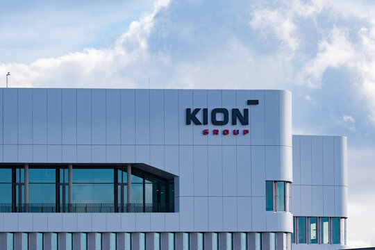 Holding KION company building, KION GROUP AG, German manufacturer equipment, self-propelled vehicles for grabbing, lifting, moving, stacking, headquarters Frankfurt, Germany - February 13, 2024