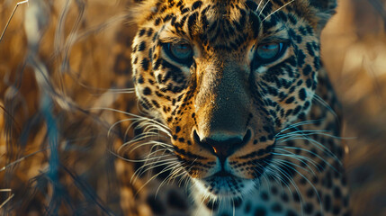 closeup of a leopard - obrazy, fototapety, plakaty