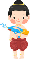 Kid boy holding water gun and smile - 758807885