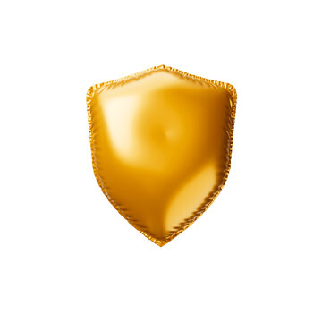 Golden balloon Shield. 3d render illustration
