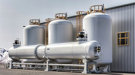 Obraz premium Energy and Environment: A Glimpse into the Complex World of Gas, Oil, and Chemical Production Facilities