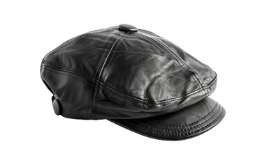 The Black Leather Cap isolated on transparent Background