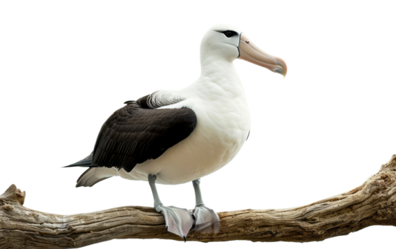 Albatross Perching on Branch isolated on transparent Background
