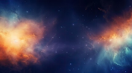 Fire in the Sky. Nebula Space, Blue and Orange light Glowing Smoke, Dramatic Sky, Colorful fantasy Background.