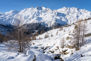 Mountain massif near Saas-Fee in Switzerland