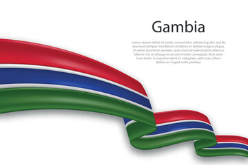 Abstract Wavy Flag of Gambia on White Background