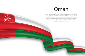 Abstract Wavy Flag of Oman on White Background