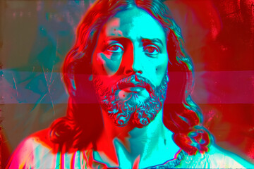 A Modern style Portrait of Jesus, radiating the divine light of God's Son, encapsulate the essence of the Resurrection, embodying faith, spirituality, and the everlasting hope and trust in the Divine.