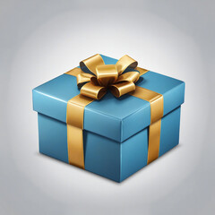 Blue gift box with ribbon cartoon gift