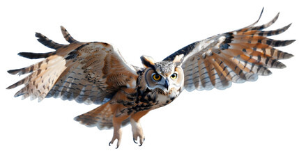 Beautiful Owl Soaring on Transparent Background