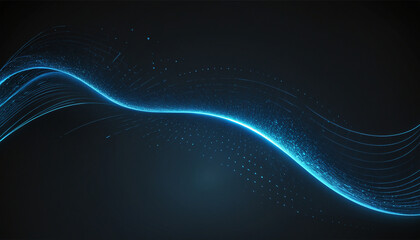 abstract curve line digital technology graphics background digital data information in audio curve line form dark background blue colour tone - obrazy, fototapety, plakaty