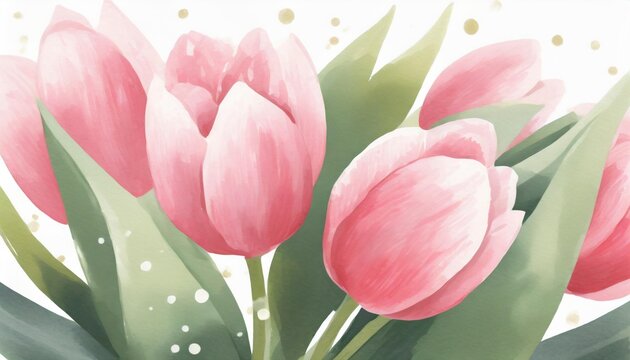 tulip flower with watercolor style for background and invitation wedding card image