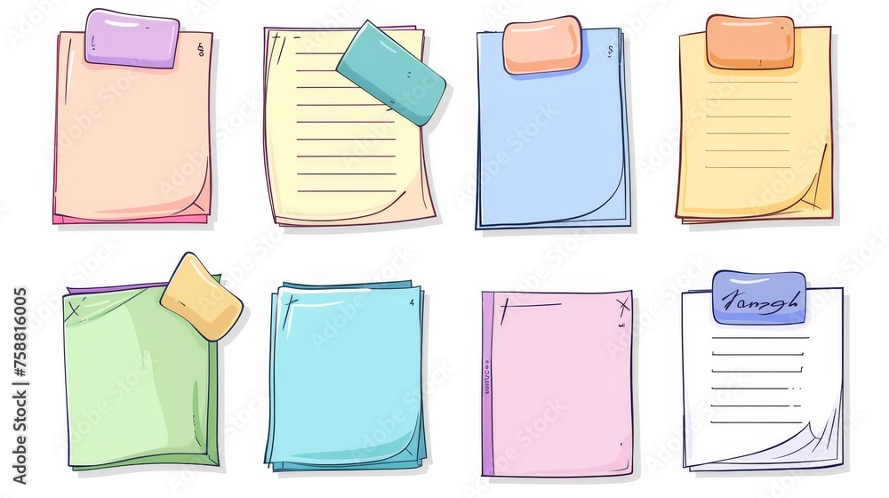 Poster icon of flat design style memo notes.