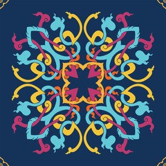 Flower seamless pattern full color and dark blue background number 4