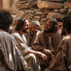 Jesus Disciples Diverse Group Gathering Faithful