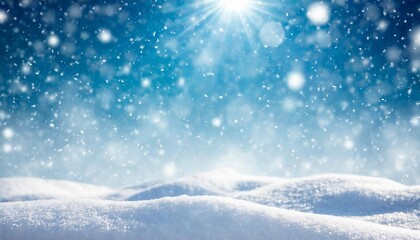 winter background of snow and frost with free space for your decoration snowfall snowflakes in different shapes and forms snowdrifts - obrazy, fototapety, plakaty