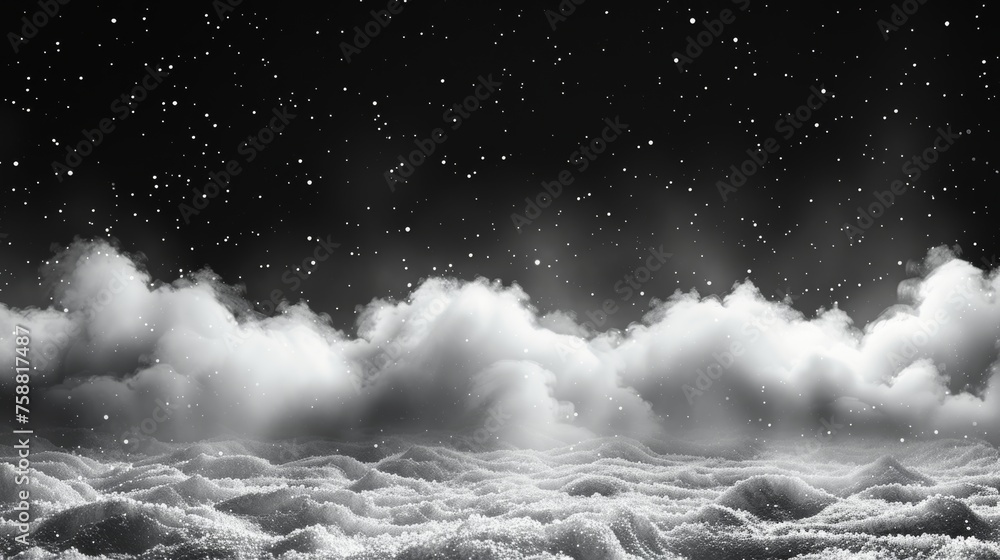 Poster snowflakes flutter in the wind. modern realistic set of frost blowing air, blizzard breeze on transp