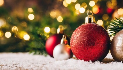 Fototapeta na wymiar generative christmas and new year balls on blurred background holidays concept festive winter season background