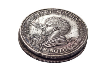 Vintage Silver Coin on transparent background,