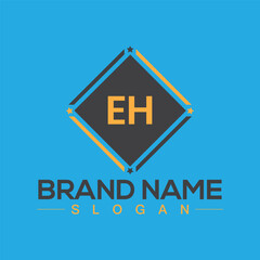 Modern letter EH alphabet logo design with creative square symbol
