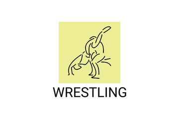 wrestling sport vector line icon. athlete fight with wrestling style sport pictogram, vector illustration.