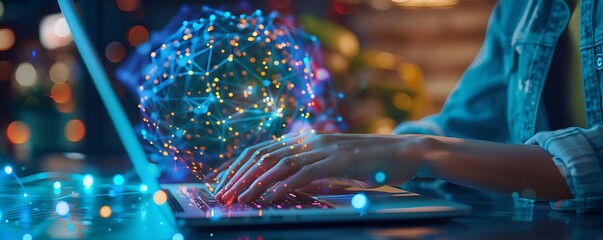 Tapping into Global Opportunities, Freelancer Engaged on Laptop with Outsourcing Platform Connection