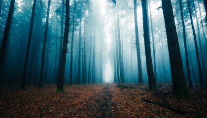 mysterious background of dark and haunted forest - obrazy, fototapety, plakaty